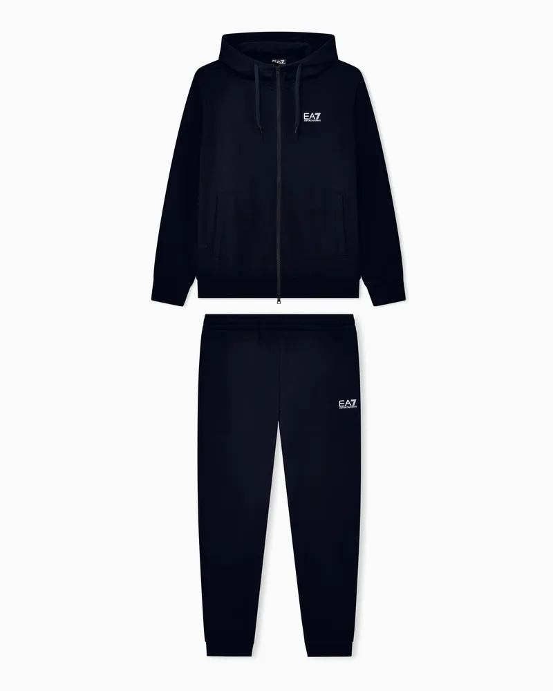 EA7 Core Identity Trainingsanzug mit Kapuze aus einer Baumwollmischung Blau