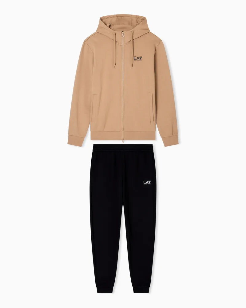 EA7 Core Identity Trainingsanzug mit Kapuze aus einer Baumwollmischung Beige