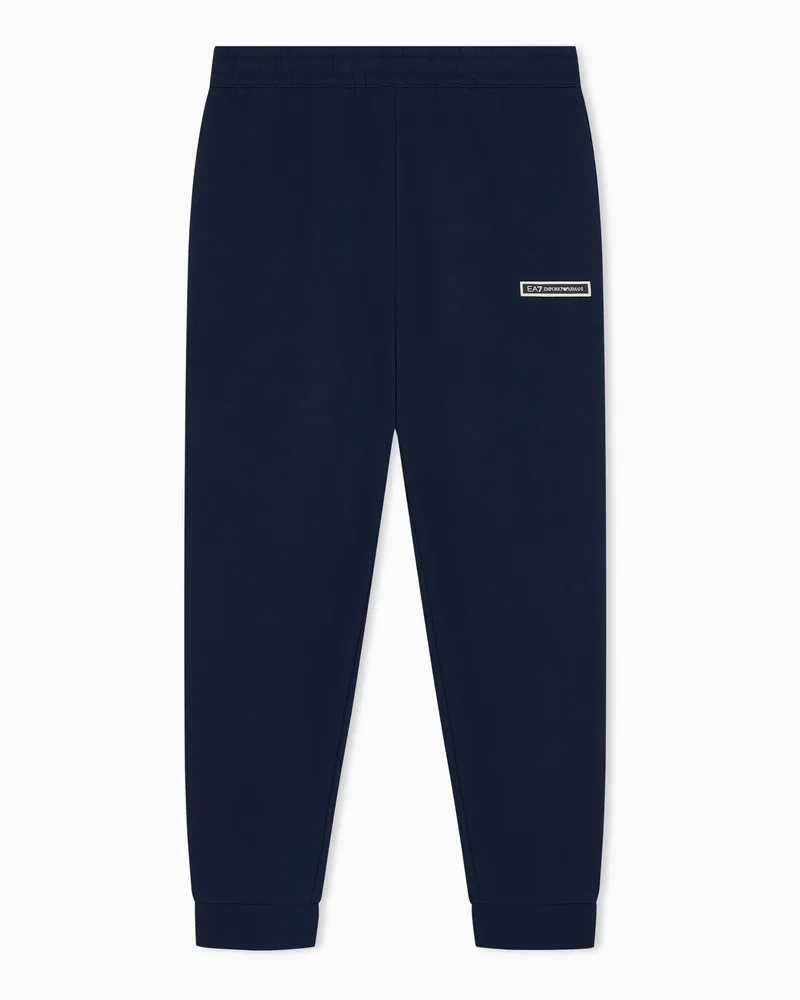 EA7 Jogginghose Logo Series Jersey mit Seitenstreifen Marineblau