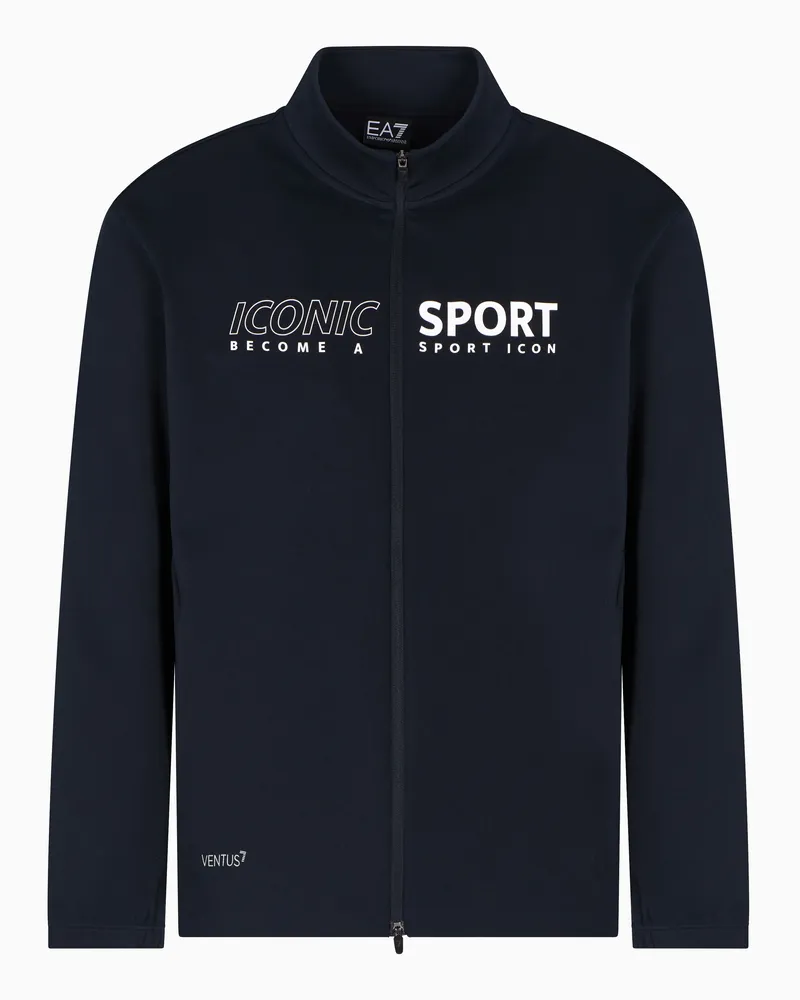 EA7 Armani Blue Sport Sweatshirt mit Reißverschluss aus Funktionsgewebe Marineblau