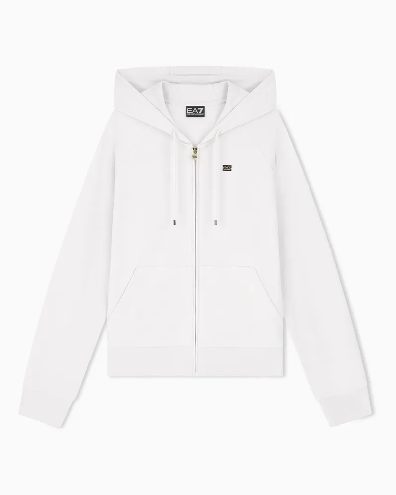 EA7 Baumwollstretch Sweatshirt mit Reißverschluss Core Lady Grau