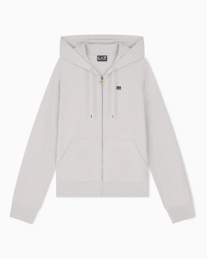 EA7 Baumwollstretch Sweatshirt mit Reißverschluss Core Lady Grau