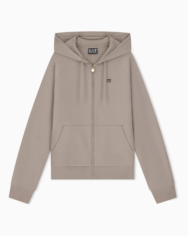 EA7 Baumwollstretch Sweatshirt mit Reißverschluss Core Lady Grau