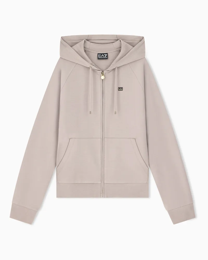 EA7 Baumwollstretch Sweatshirt mit Reißverschluss Core Lady Grau