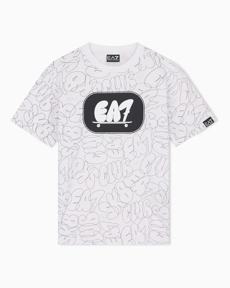 EA7 T-Shirt Logo Series Boy mit Logo Weiß