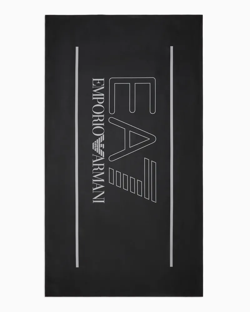 EA7 Strandtuch aus Mikrofaser mit Maxi-Logo Schwarz