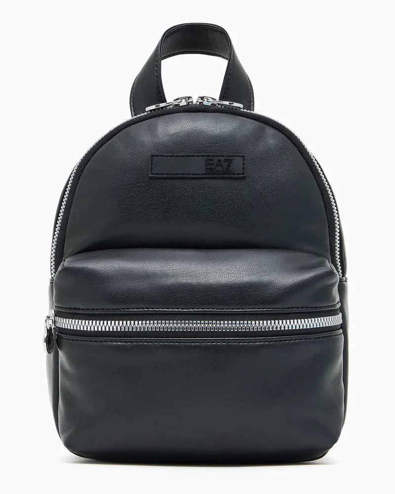 EA7 Winter Mix Mini-Rucksack aus Stoff in Leder-Optik Schwarz