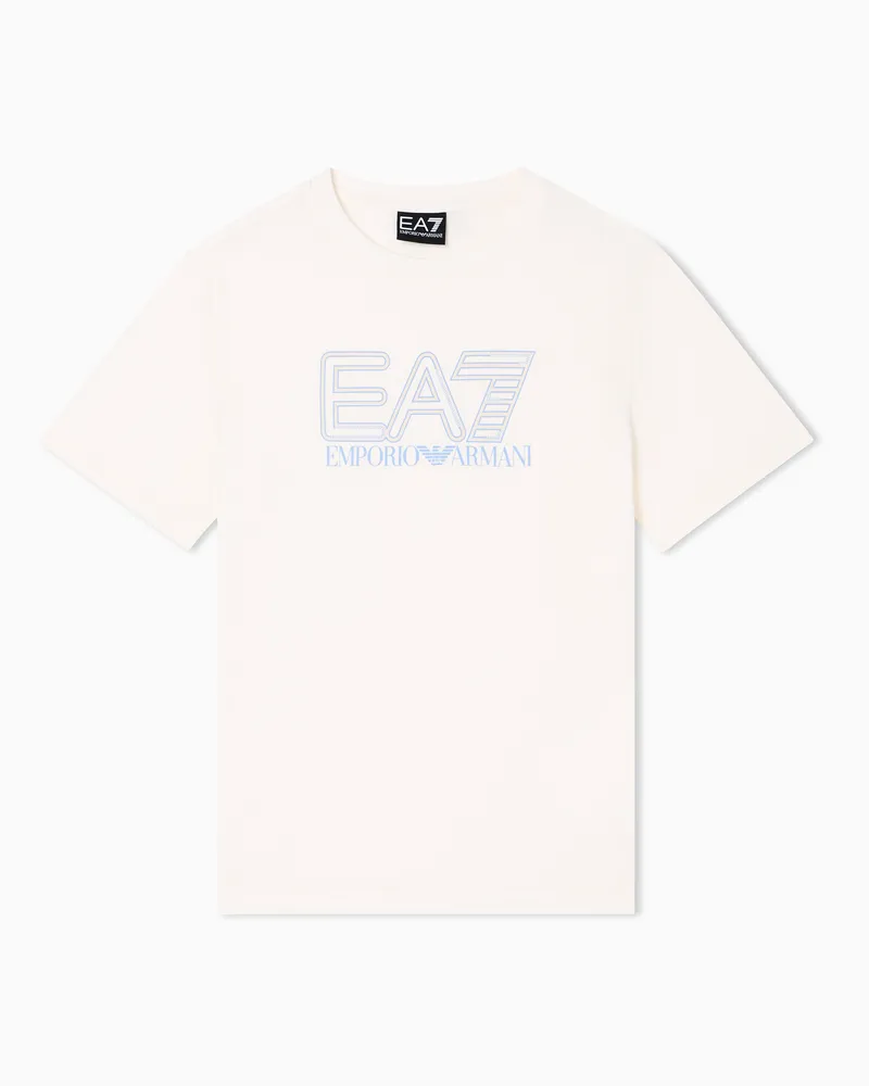 EA7 Visibility T-Shirt aus Baumwolljersey mit Logo Weiß