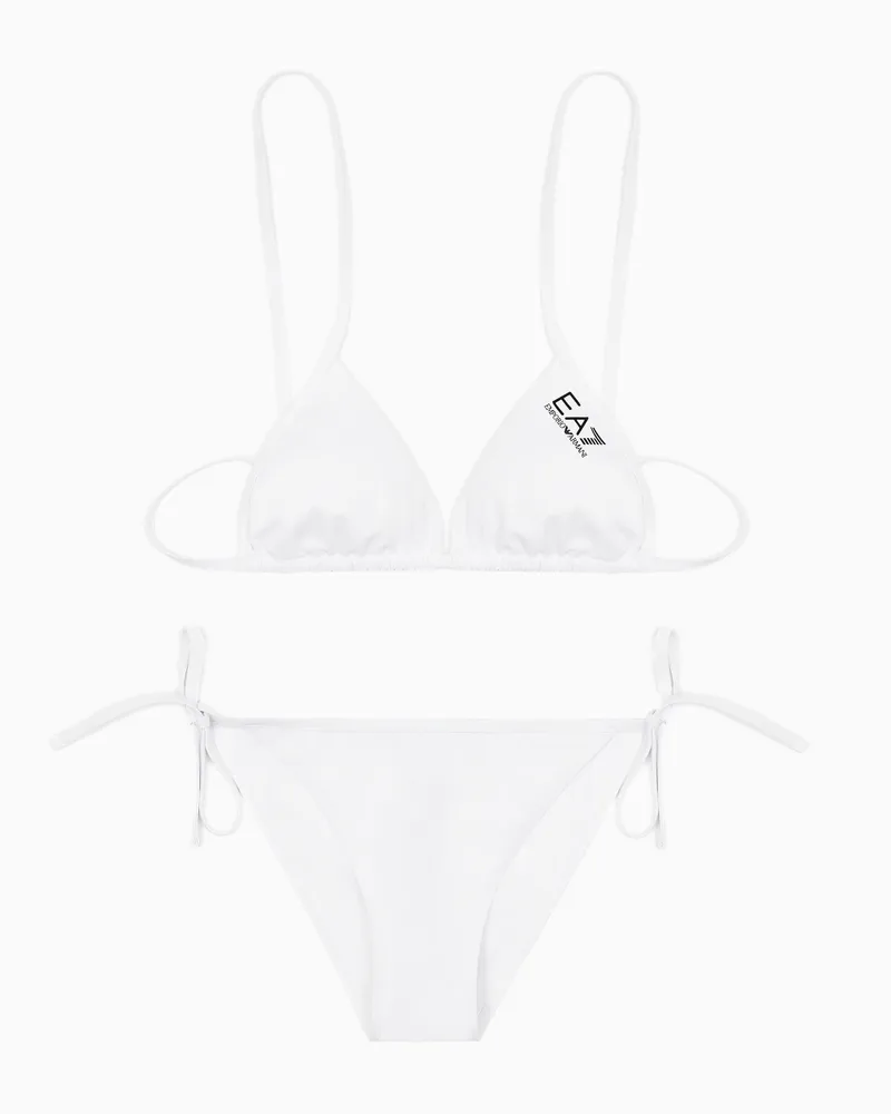 EA7 Triangel-Bikini mit Logo Weiß