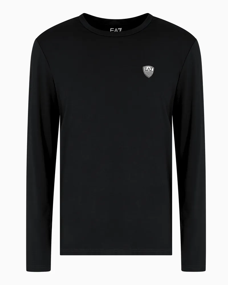 EA7 Langarmshirt aus Stretchjersey Schwarz