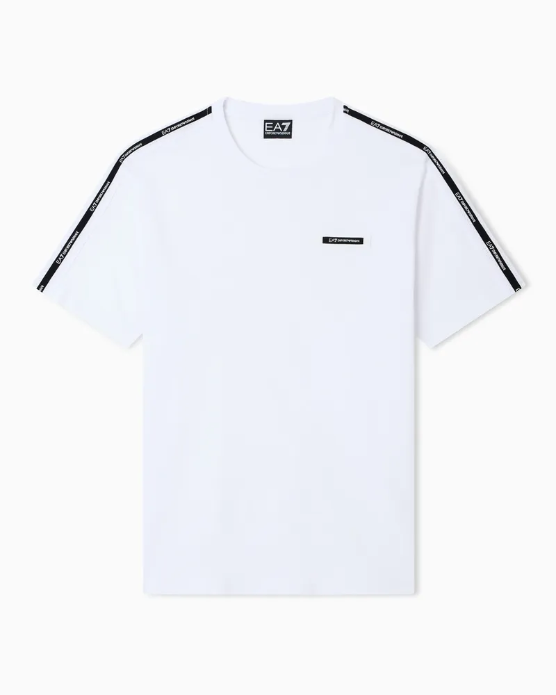 EA7 Logo Series T-Shirt mit Rundhalsausschnitt aus Baumwolle Weiß