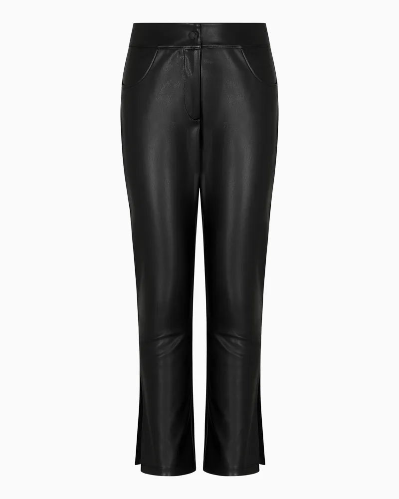 EA7 Winter Mix Hose aus Gewebe in Leder-Optik Schwarz
