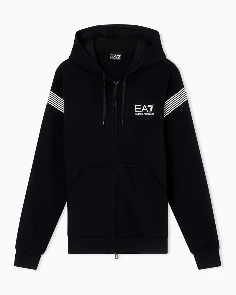 EA7 ASV 7 Lines Sweatshirt mit Kapuze aus einer Baumwoll-Mischung Schwarz