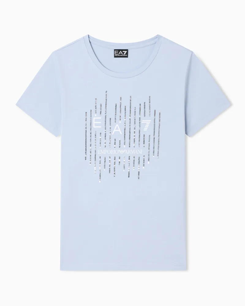 EA7 T-Shirt aus Stretchjersey Hellblau