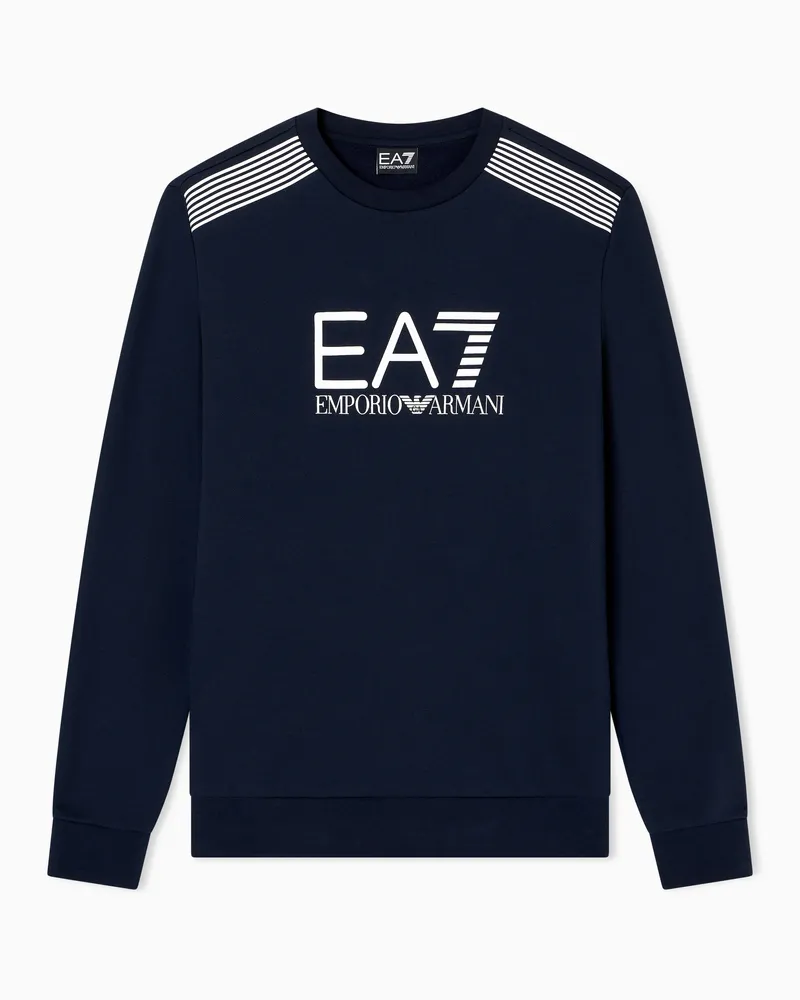 EA7 ASV 7 Lines Sweatshirt mit Rundhalsausschnitt aus einer Baumwollmischung Marineblau
