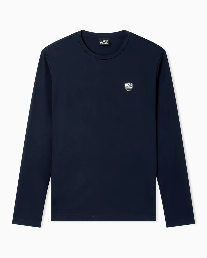 EA7 Langarmshirt aus Stretchjersey Blau