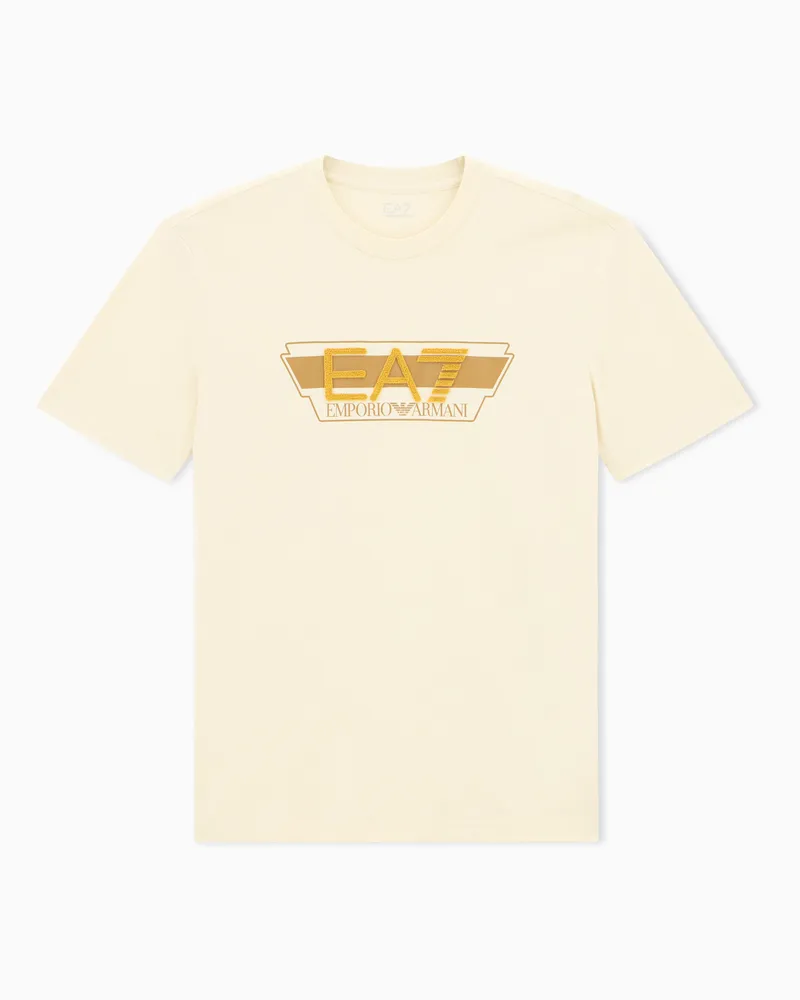 EA7 T-Shirt Visibility im Regular Fit aus Baumwolljersey Beige