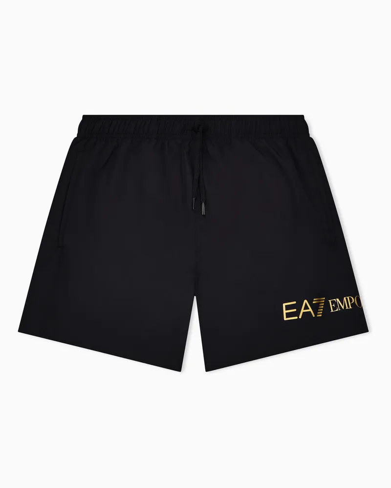 EA7 Badeboxershorts mit Logo Schwarz