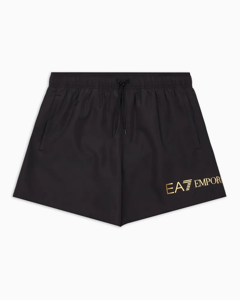 EA7 Badeboxershorts mit Logo Schwarz