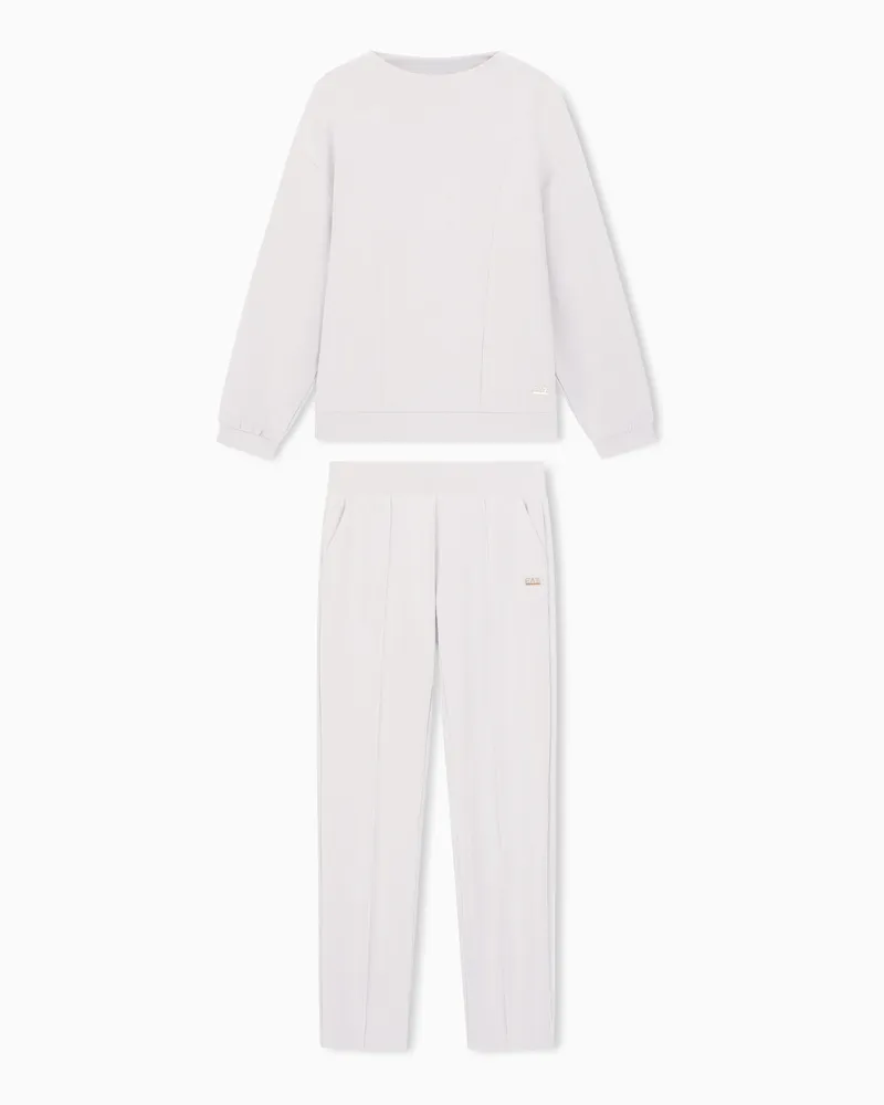 EA7 Core Lady Interlock-Jogginghose aus Stretch-Modal-Mischgewebe Weiß