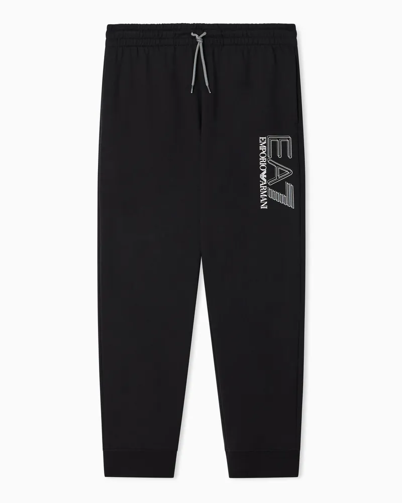 EA7 Sweatshirt mit Rundhalsausschnitt Visibility aus Baumwolle Schwarz