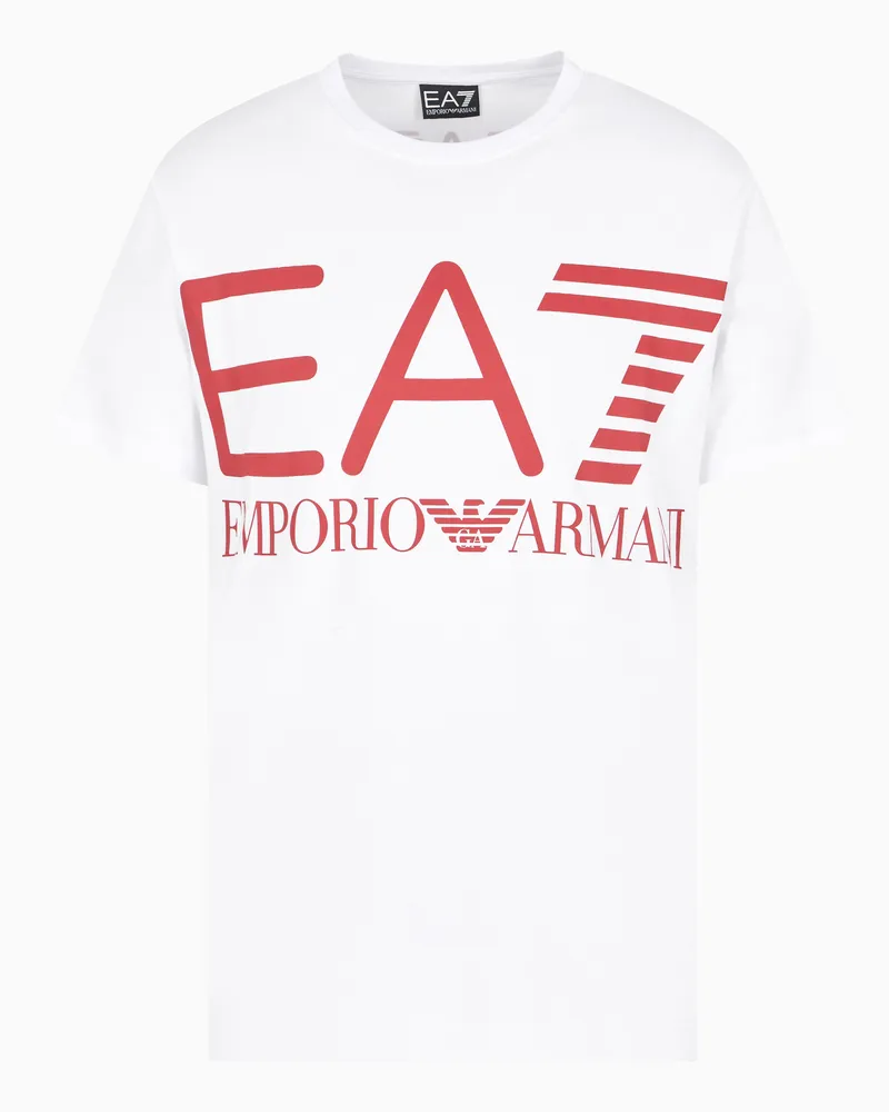 EA7 Olimpia Milano Baumwoll-T-Shirt mit Aufdruck Weiß