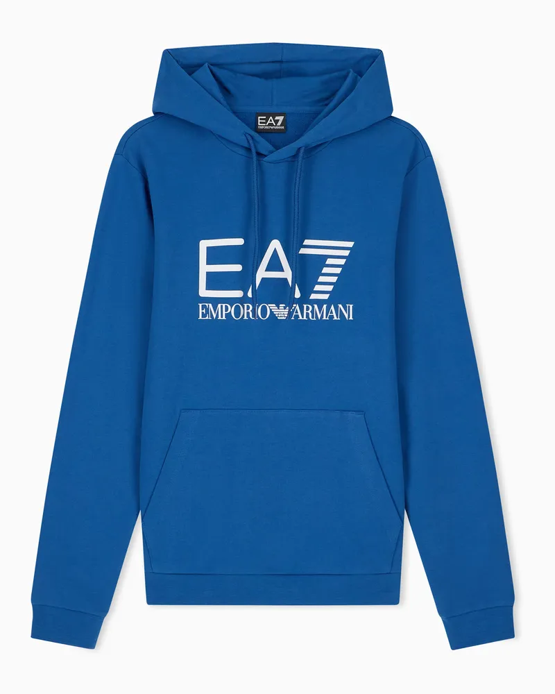 EA7 Hoodie Core Identity aus Baumwolljersey mit großem Logo Blau