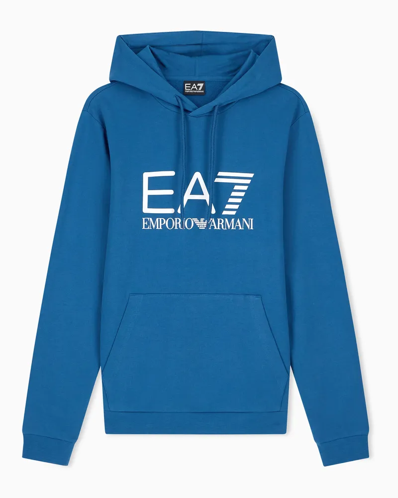 EA7 Hoodie Core Identity aus Baumwolljersey mit großem Logo Blau