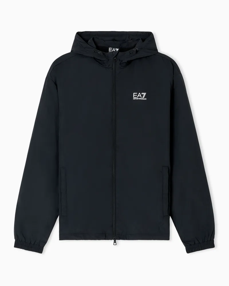 EA7 Core Identity Sweatshirt aus Nylon mit Kapuze Schwarz