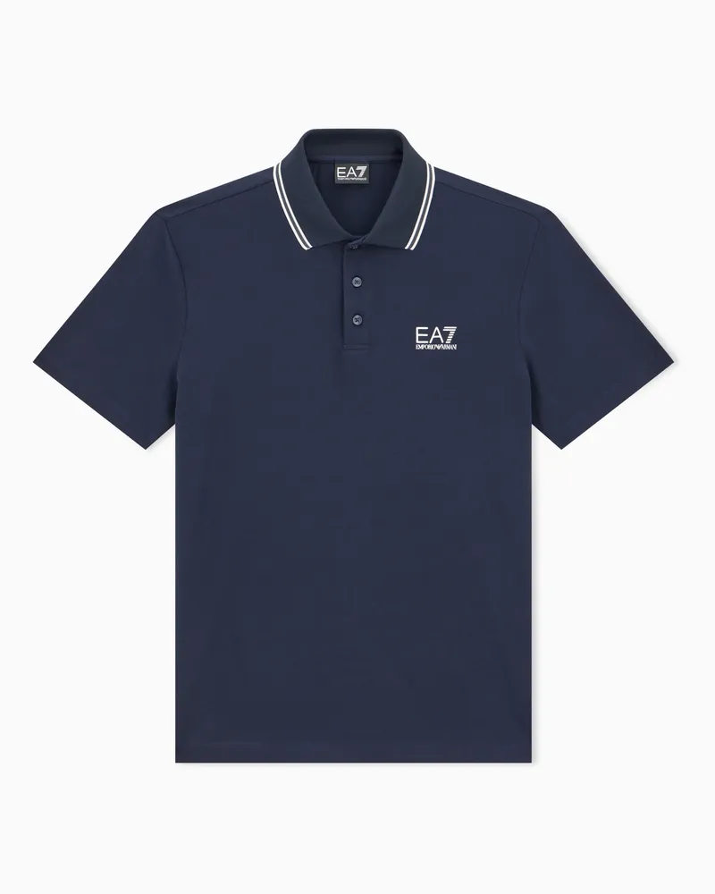 EA7 Poloshirt Tennis Club aus Baumwolljersey im Regular Fit Marineblau