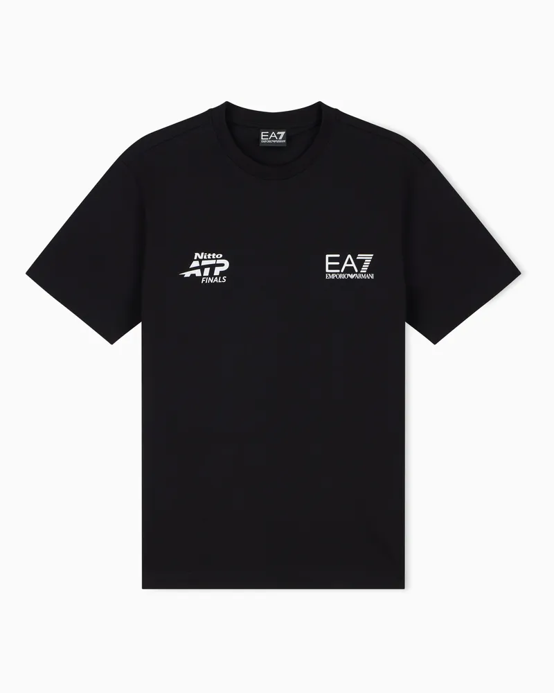 EA7 T-Shirt aus reiner Baumwolle mit Rückenprint Nitto ATP Finals Schwarz