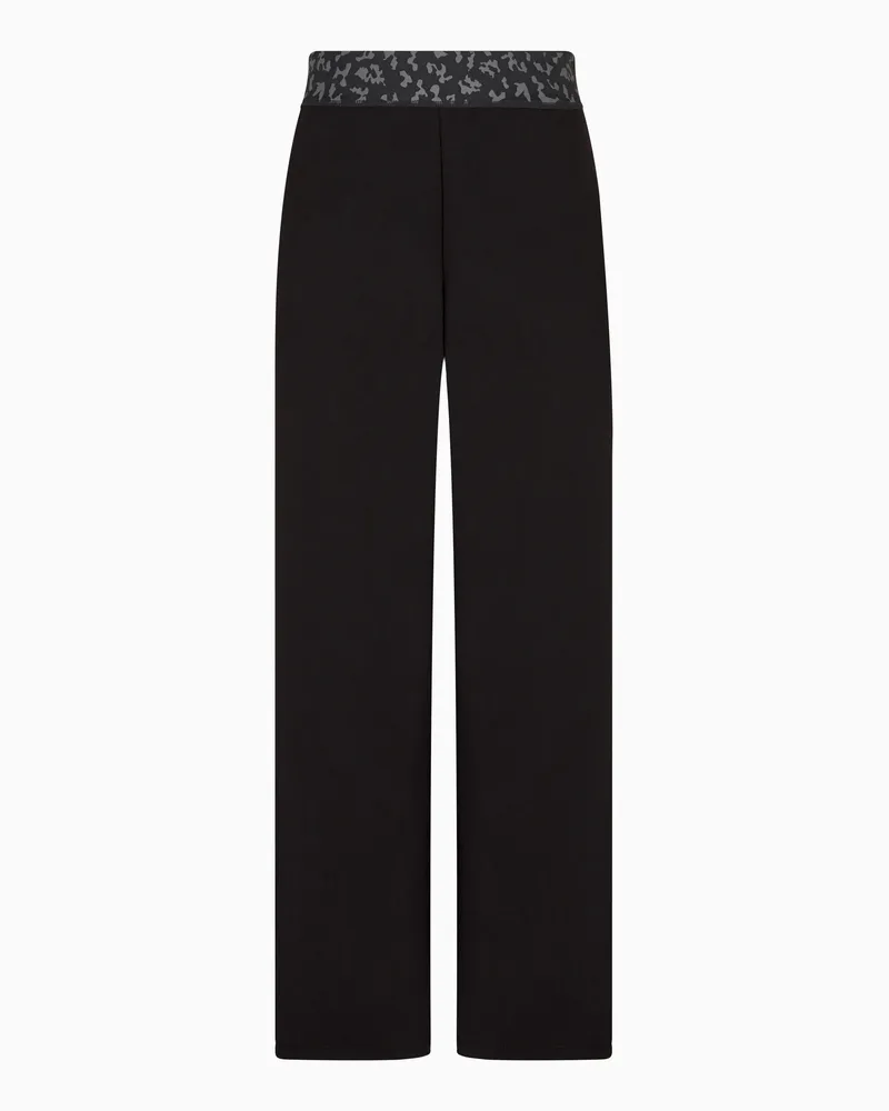 EA7 Graphic Series Weite Hose aus Baumwollgemisch Schwarz