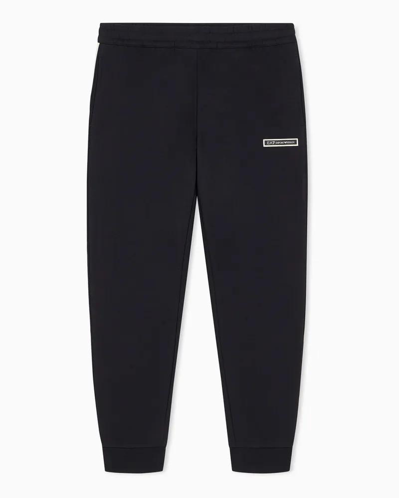 EA7 Jogginghose Logo Series Jersey mit Seitenstreifen Schwarz