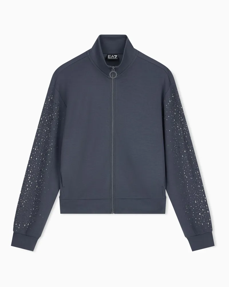 EA7 Sweatshirt Precious mit Reißverschluss und Applikationen Braun