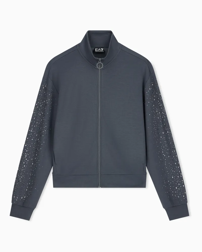 EA7 Sweatshirt Precious mit Reißverschluss und Applikationen Braun