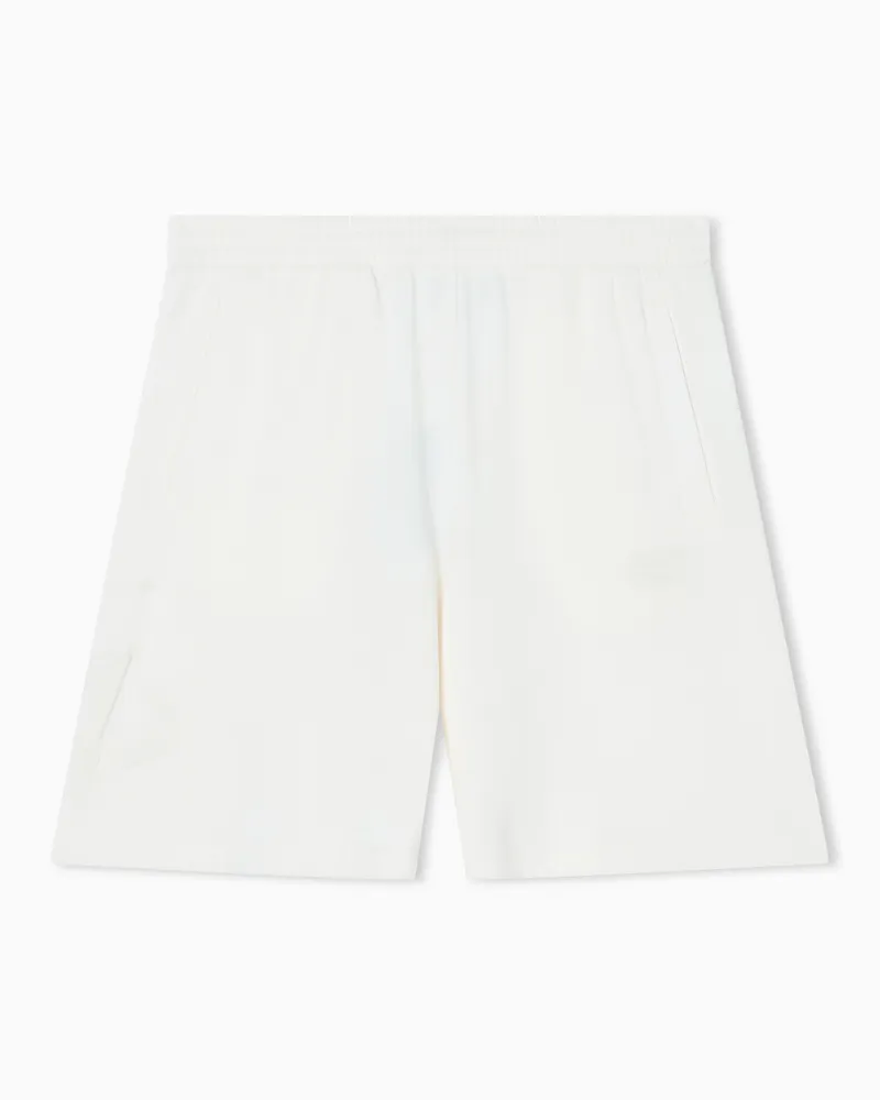 EA7 Logo Series Boy Bermudashorts aus Baumwollgemisch Weiß