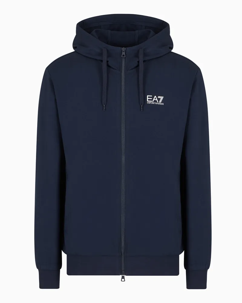 EA7 Core Identity Sweatshirt aus Baumwolle mit Kapuze Blau