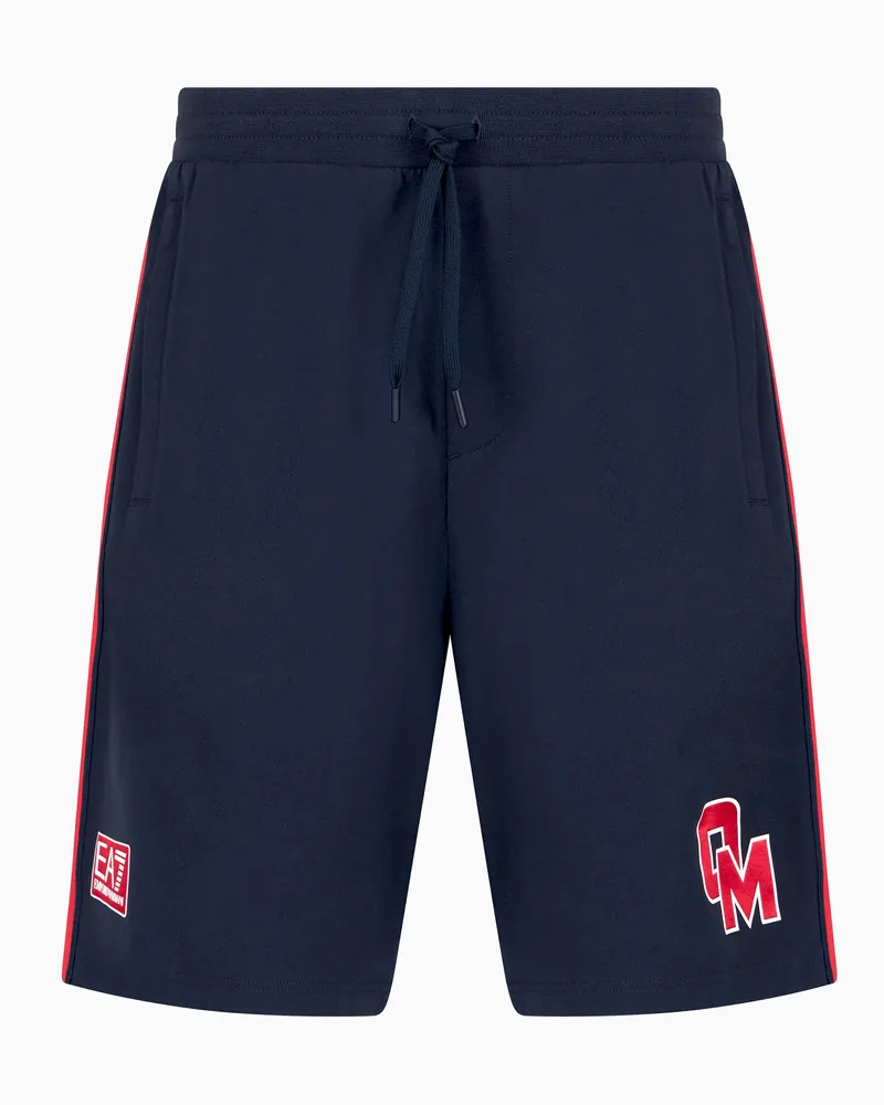 EA7 Olimpia Milano Bermudashorts aus Baumwolljersey Marineblau