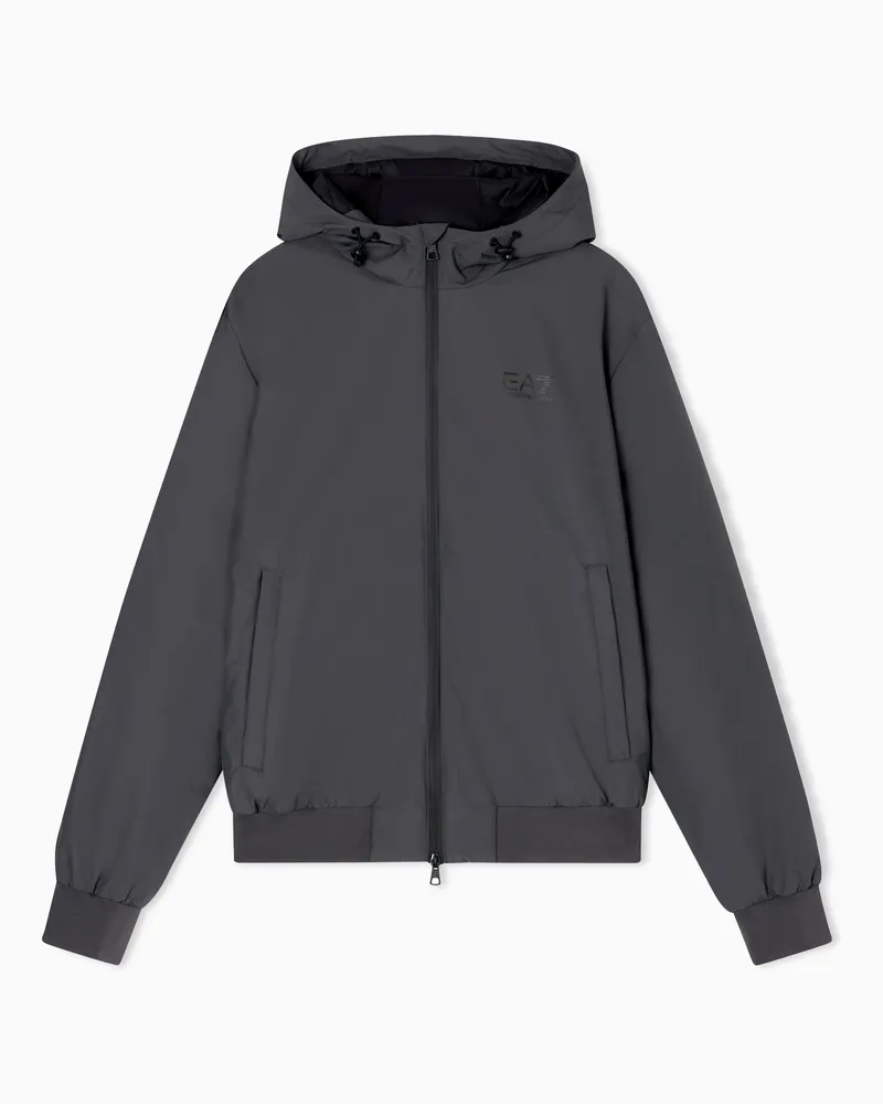 EA7 Core Identity Bomberjacke mit Kapuze aus Funktionsgewebe Grau