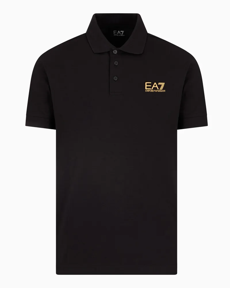 EA7 Core Identity Poloshirt aus Baumwollstretch Schwarz