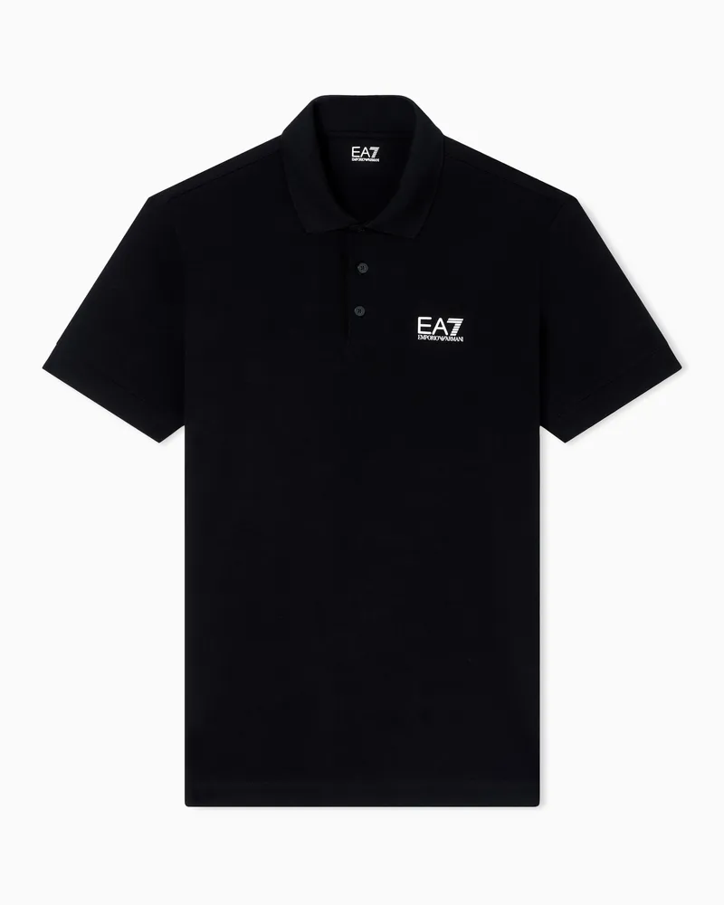 EA7 Core Identity Poloshirt aus Baumwollstretch Schwarz