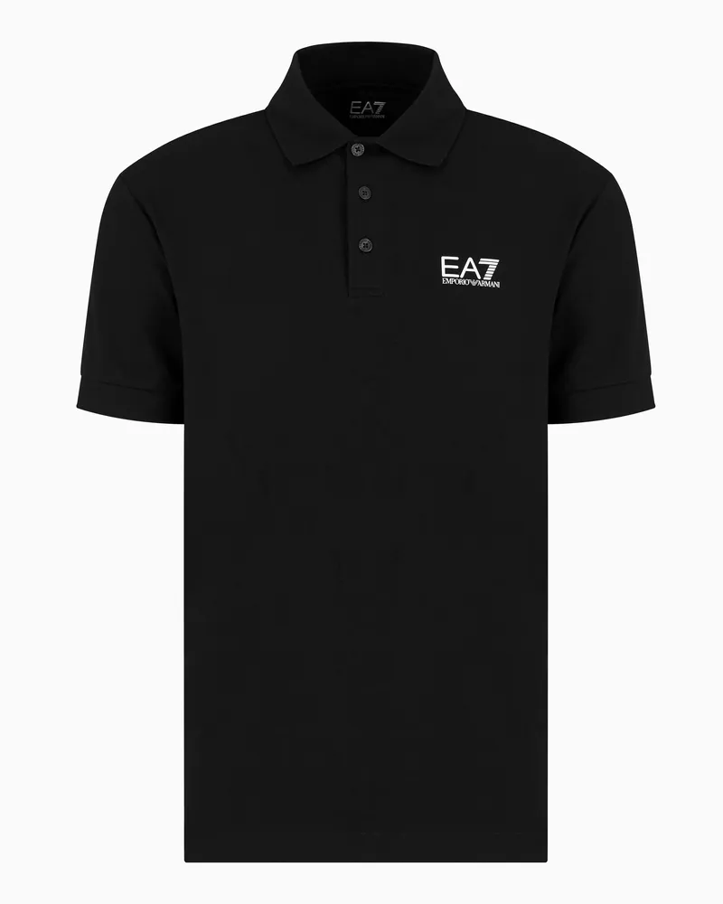 EA7 Core Identity Poloshirt aus Baumwollstretch Schwarz