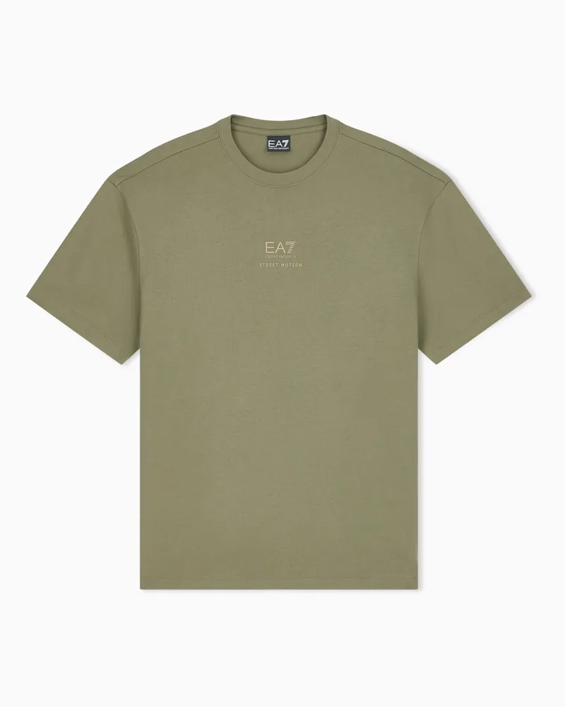 EA7 Regular Fit T-Shirt Graphic Series aus Baumwolle mit Print Grün