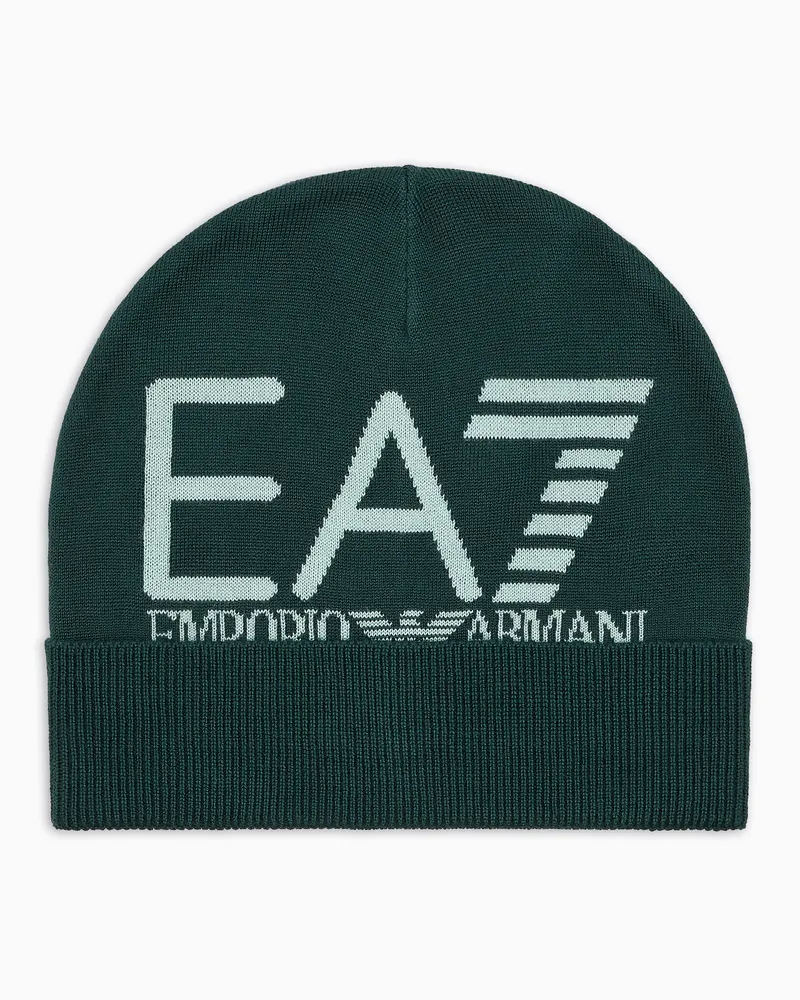 EA7 Visibility Beanie mit großem -Logo Grün
