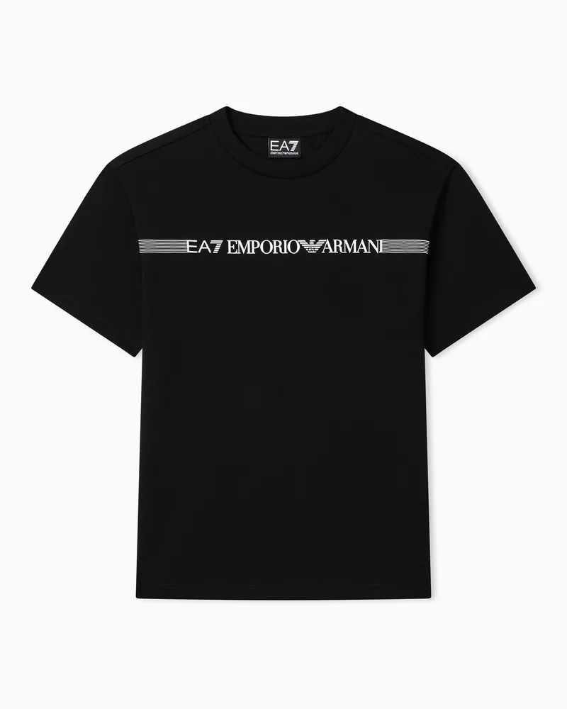 EA7 Logo Series T-Shirt aus Baumwolljersey mit Logo Schwarz