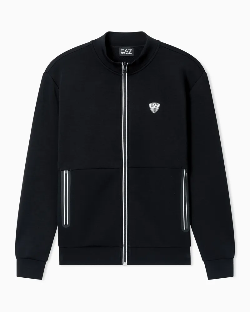 EA7 Sweatshirt mit Reißverschluss aus elastischer Viskose-Mischung Schwarz