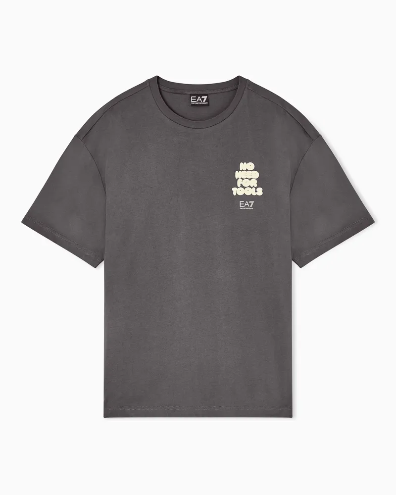 EA7 Graphic Series T-Shirt mit Rundhalsausschnitt aus Baumwoll-Jersey Grau