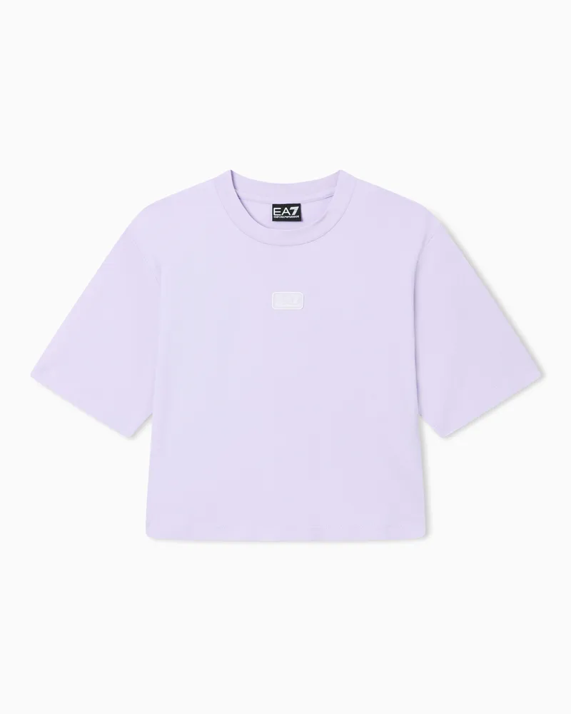 EA7 T-Shirt aus Baumwolljersey mit Logo Violett