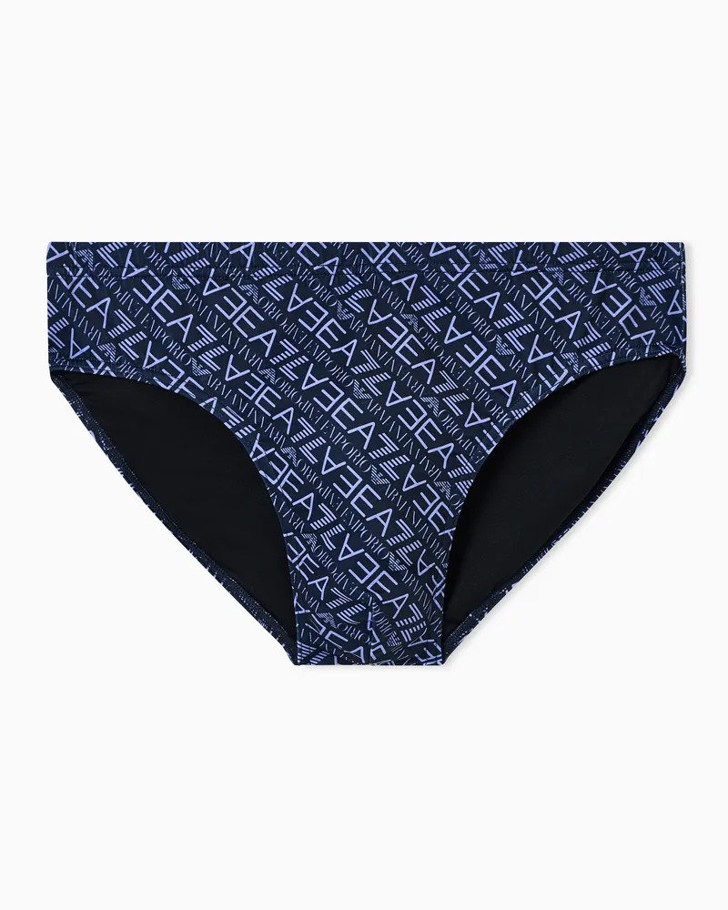 EA7 ASV Graphic Series Badeslip mit Monogramm-Print Blau