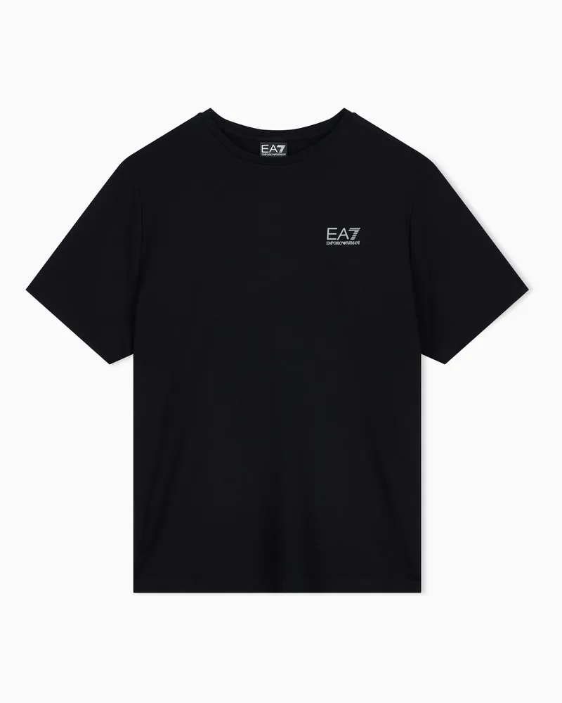 EA7 T-Shirt Natural Ventus 7 Regular Passform mit Rückenstreifen Schwarz
